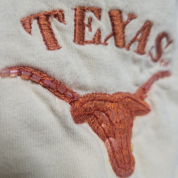 University of Texas UT Longhorn Embroidered Beaded Sequin Mid Sleeve Top, M - Picture 7 of 9